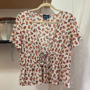 patterned tie- front top